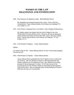Women in the Law: Milestones and Information (Pauwels, 2002)