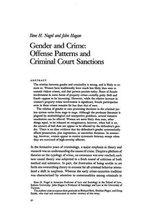 Gender and Crime: Offense Patterns and Criminal Court Sanctions (Nagel & Hagan, 1983)